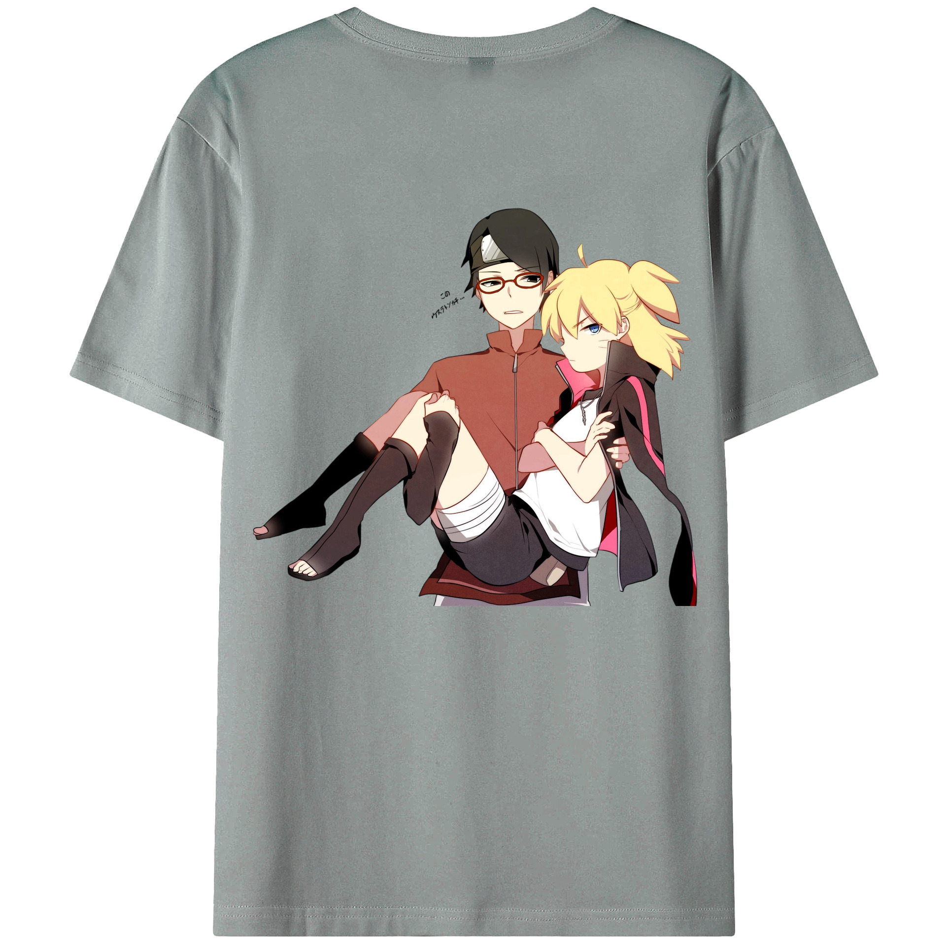 （画像用） NARUTO -ナルト- うちは サラダ Uchiha Sarada 綿100％ メンズ半袖Tシャツ（バックプリント） 通気性